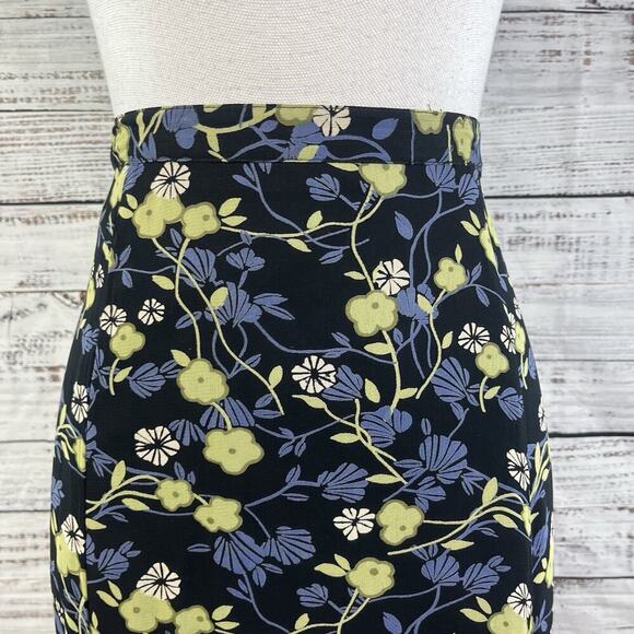 JM Collection Skirt size 10 Petite Black Purple Green Floral Midi A Line Modest - Picture 4 of 11